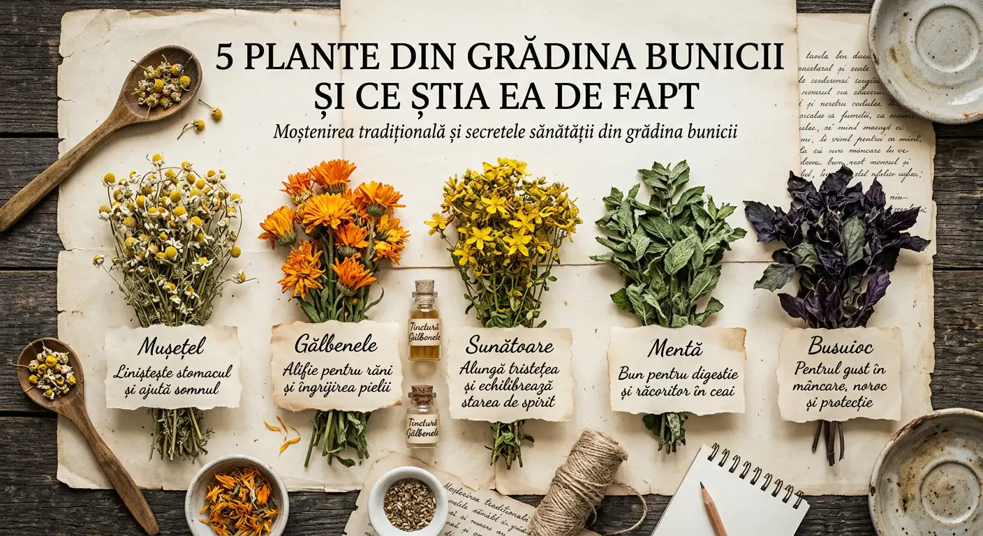 5 plante din grădina bunicii: mușețel, gălbenele, sunătoare, mentă și busuioc — moștenirea tradițională și secretele sănătății