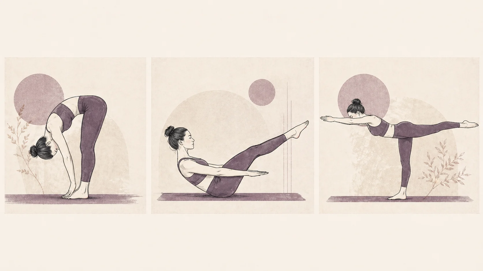 Colaj schematic yoga, pilates și yogilates — cum se combină flexibilitatea cu stabilitatea